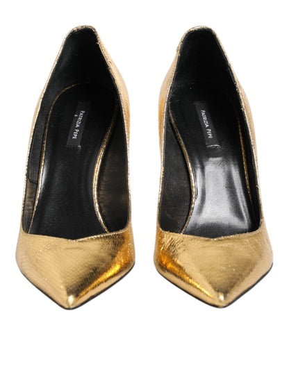 Gold Patent Leather High Heels Pump Shoes