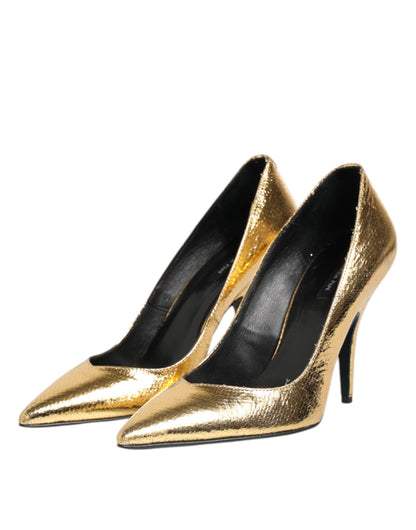 Gold Patent Leather High Heels Pump Shoes