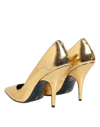 Gold Patent Leather High Heels Pump Shoes