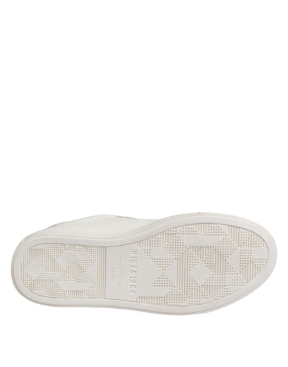 White Leather Low Top Lace Up Sneakers Shoes