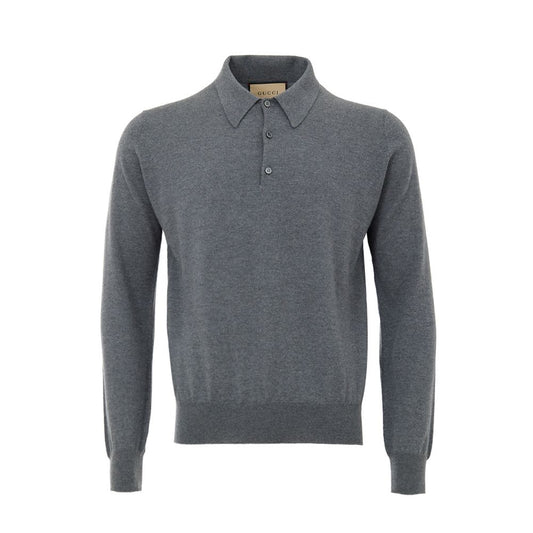 Gray Wool Polo Shirt