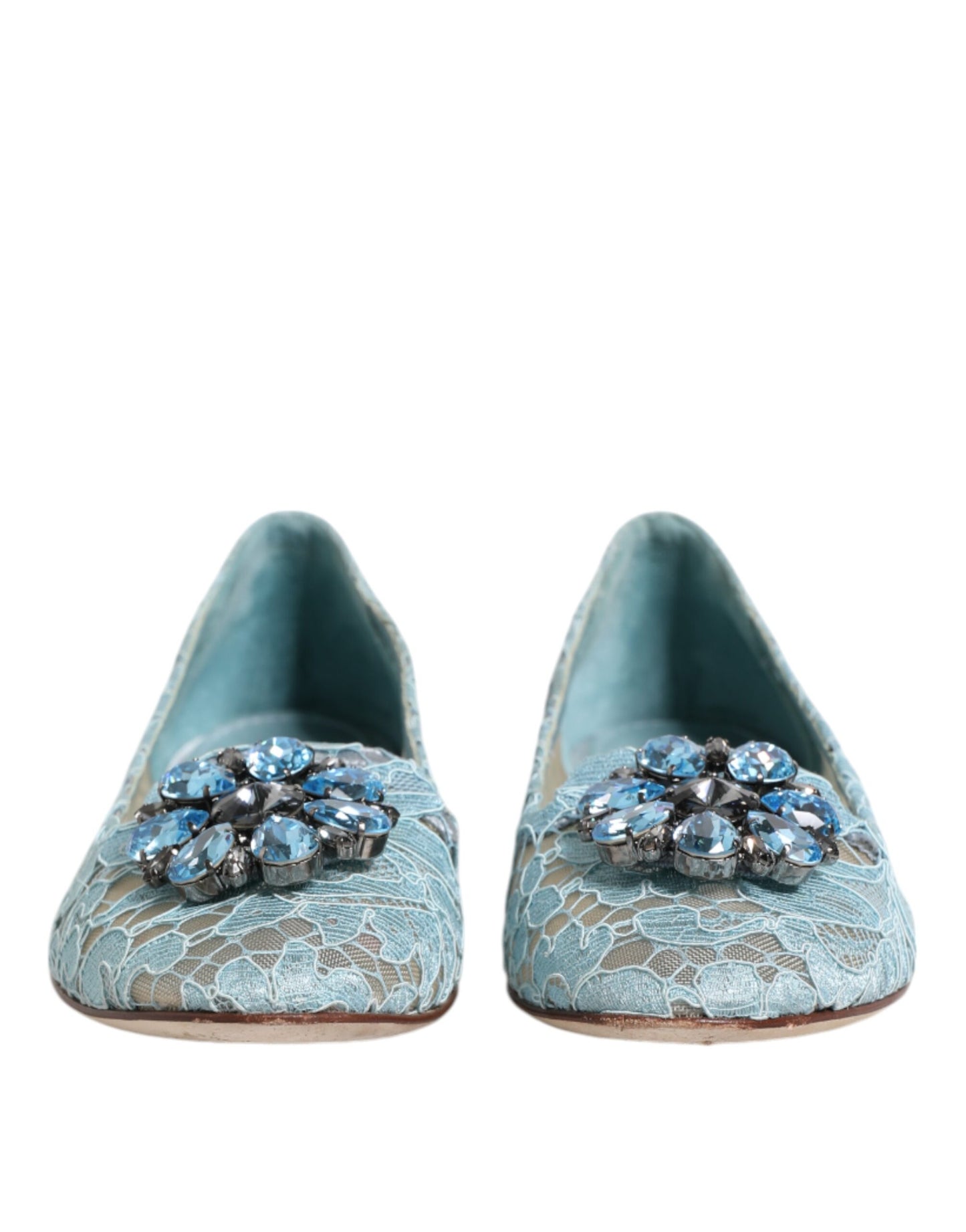 Blue Lace Crystal Ballet Flats Loafers Shoes