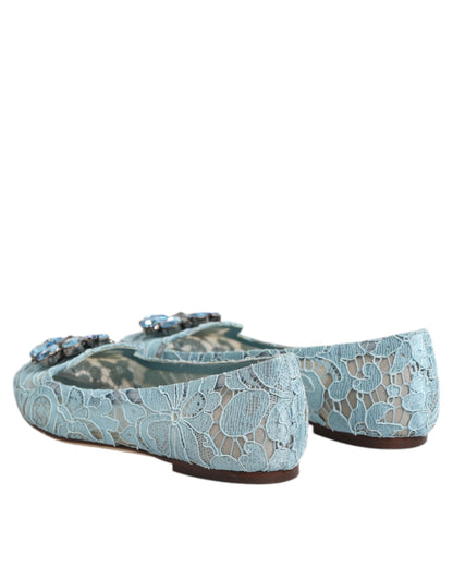 Blue Lace Crystal Ballet Flats Loafers Shoes