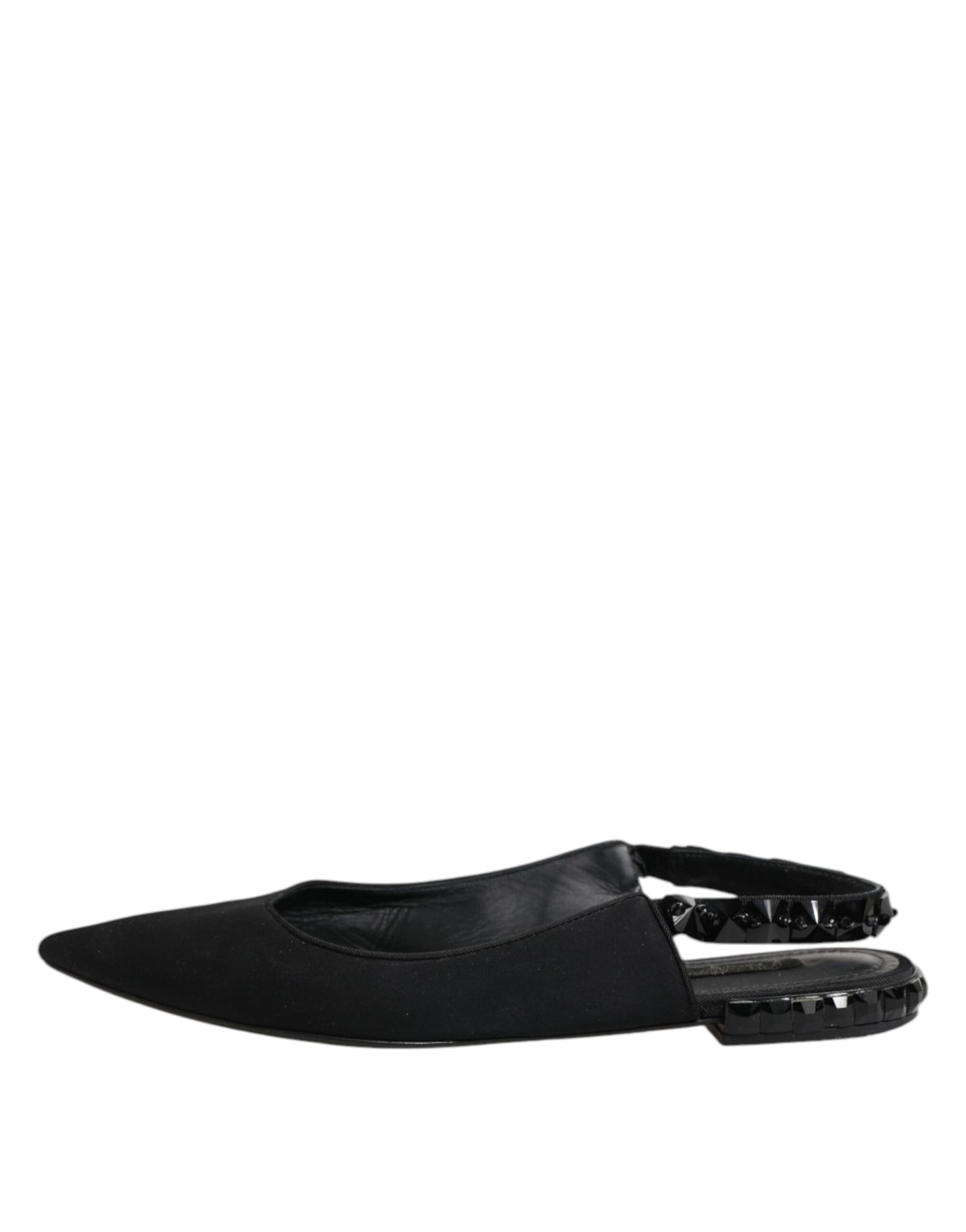 Black Crystal Charmeuse Slingback Shoes