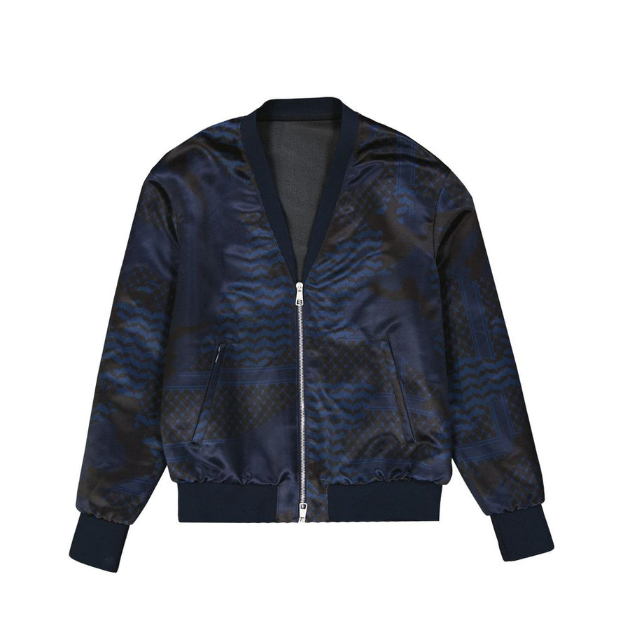 Blue Polyester Bomber