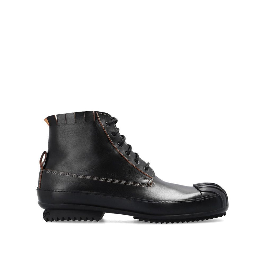 Black Calfskin Lace-Up Boots
