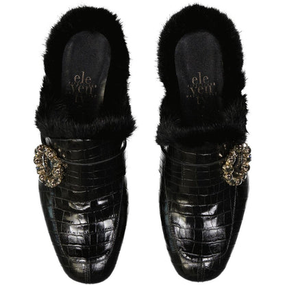 Leather Fur Mules