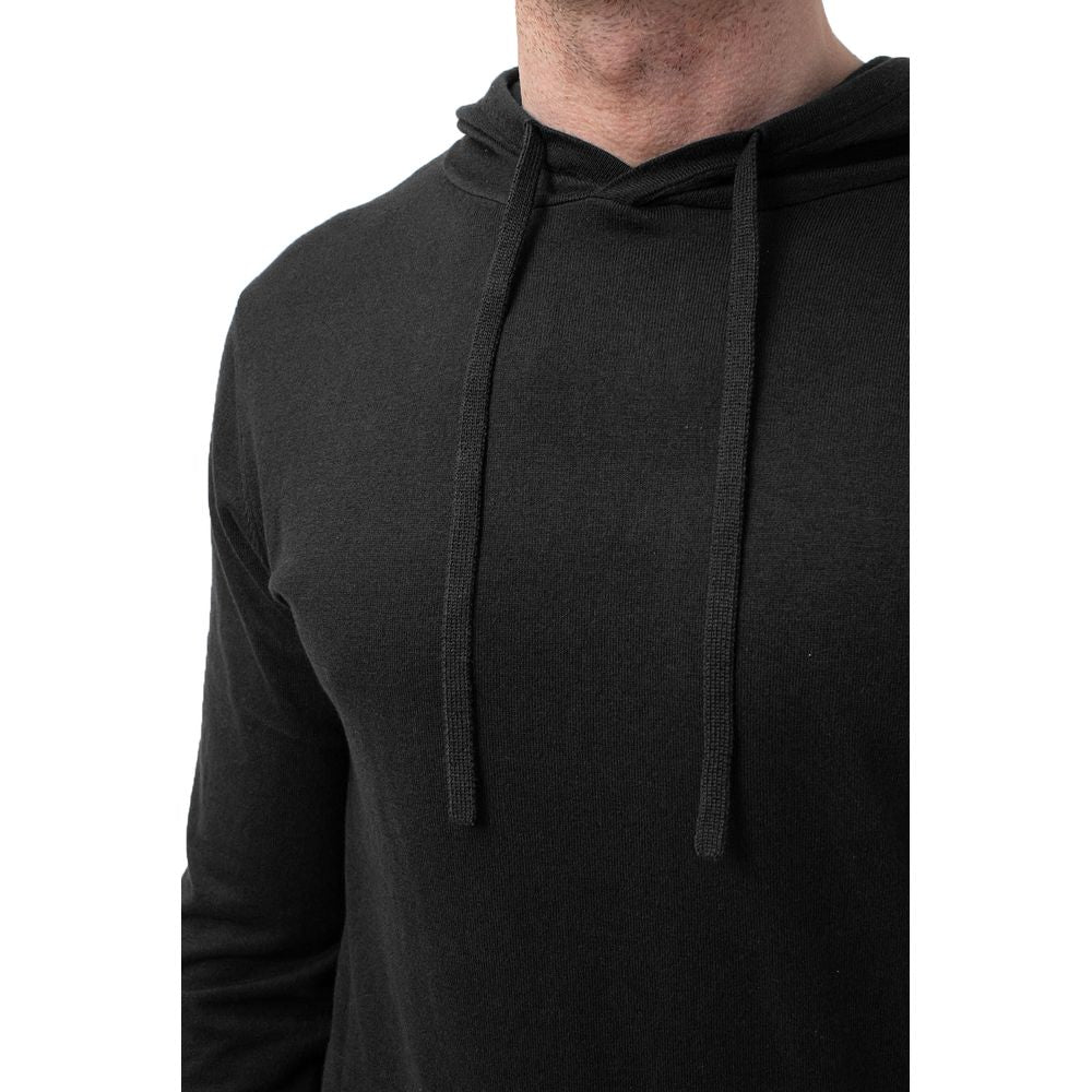 Black Cotton Men Hoodie