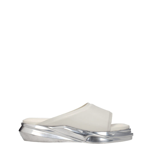 Gray Leather Slippers Sandals