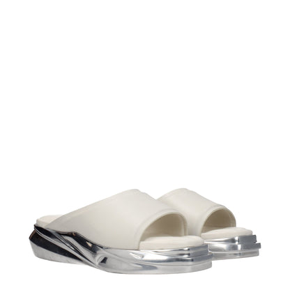 Gray Leather Slippers Sandals