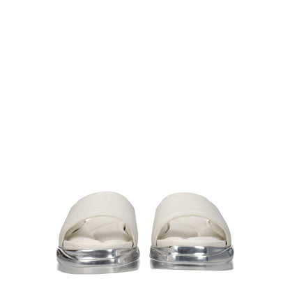 Gray Leather Slippers Sandals