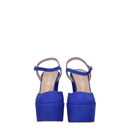 Blue Leather Platform Sandals
