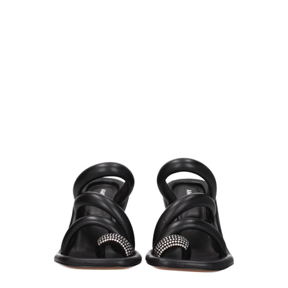 Black Leather Stiletto Heels Sandals