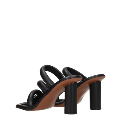 Black Leather Stiletto Heels Sandals