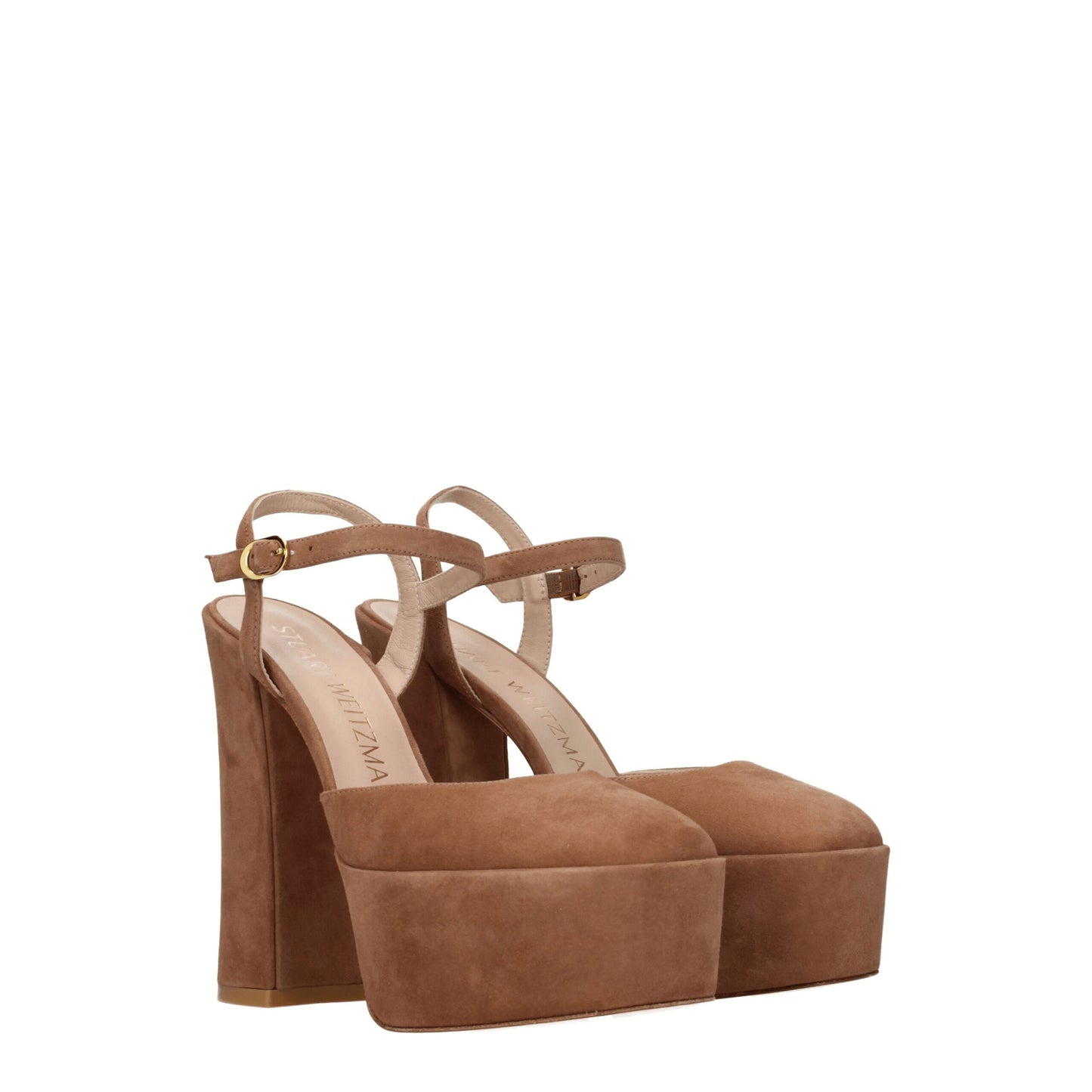 Beige Leather Platform Sandals
