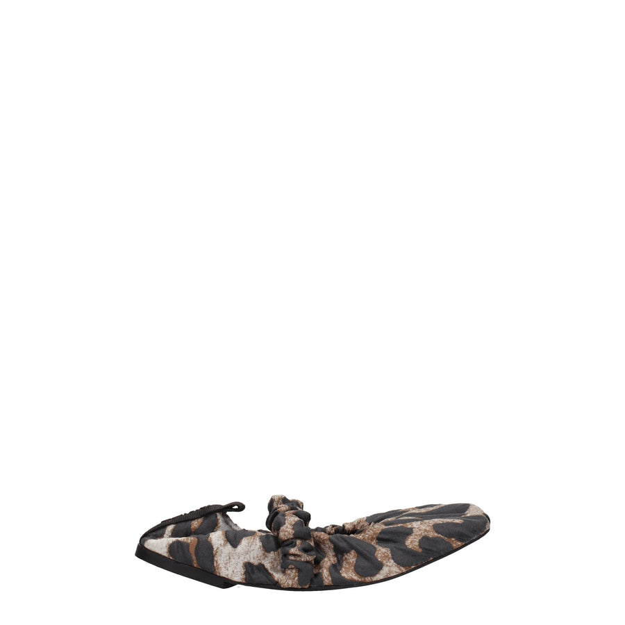 Beige Fabric Ballet Flats