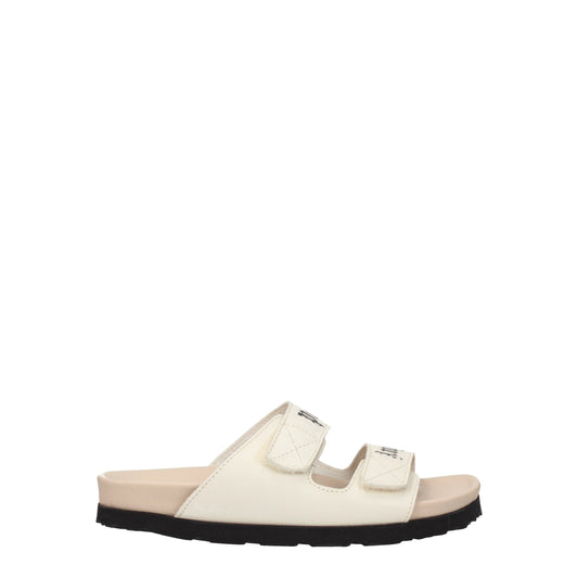 Beige Leather Flat Sandals