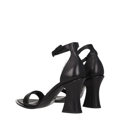 Black Leather Flat Sandals