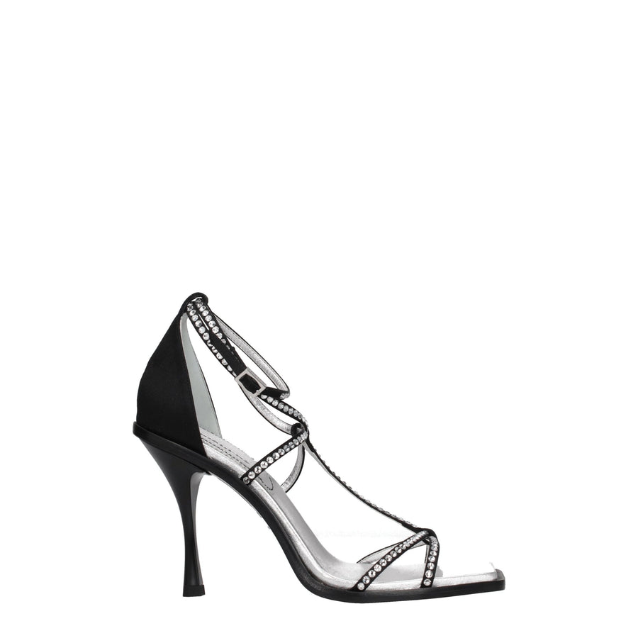 Black Satin Stiletto Heels Sandals