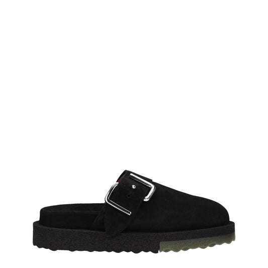Black Leather Slippers Sandals
