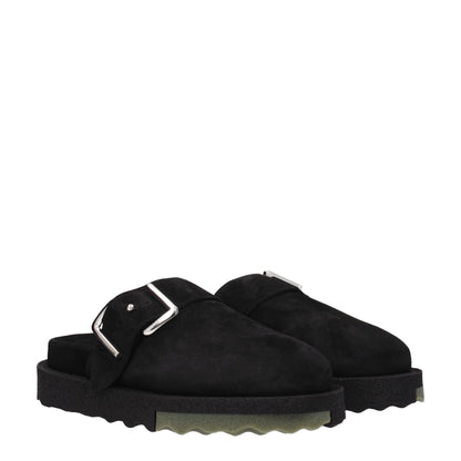 Black Leather Slippers Sandals