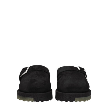 Black Leather Slippers Sandals