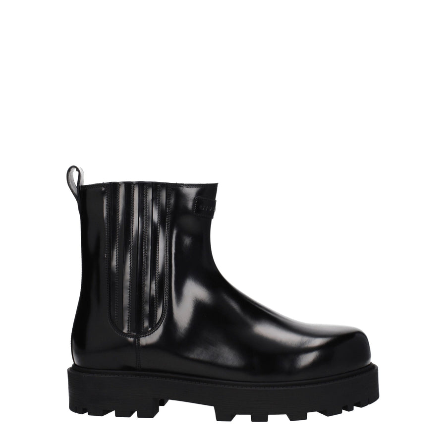 Black Leather Ankle Boots