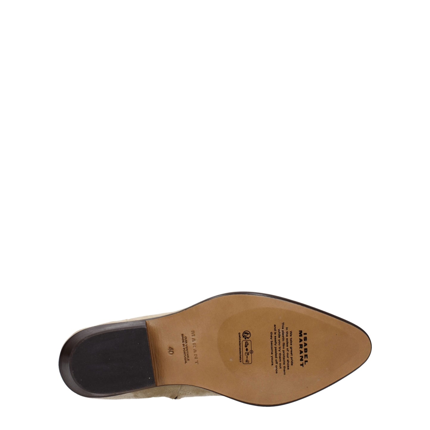 Beige Leather Ankle Boots