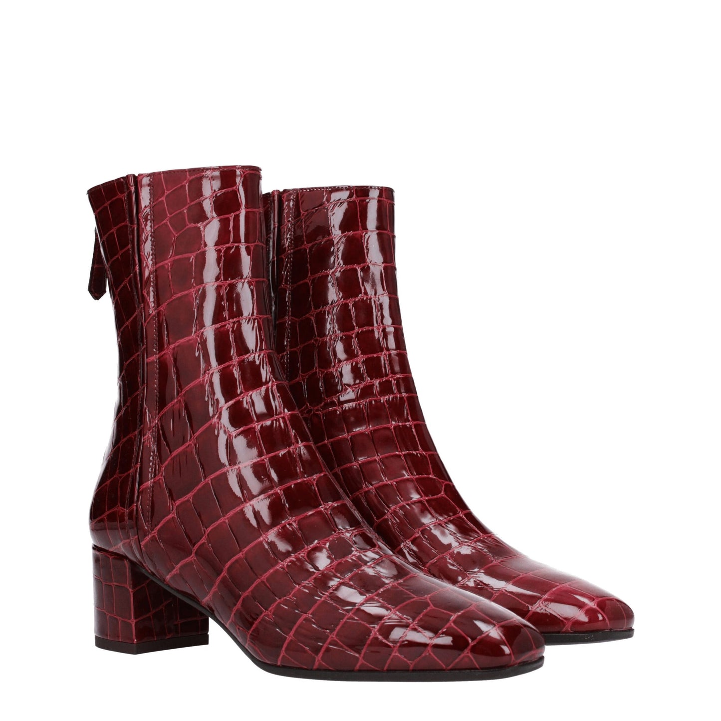 Red Leather Ankle Boots