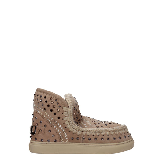 Beige Leather Ankle Boots