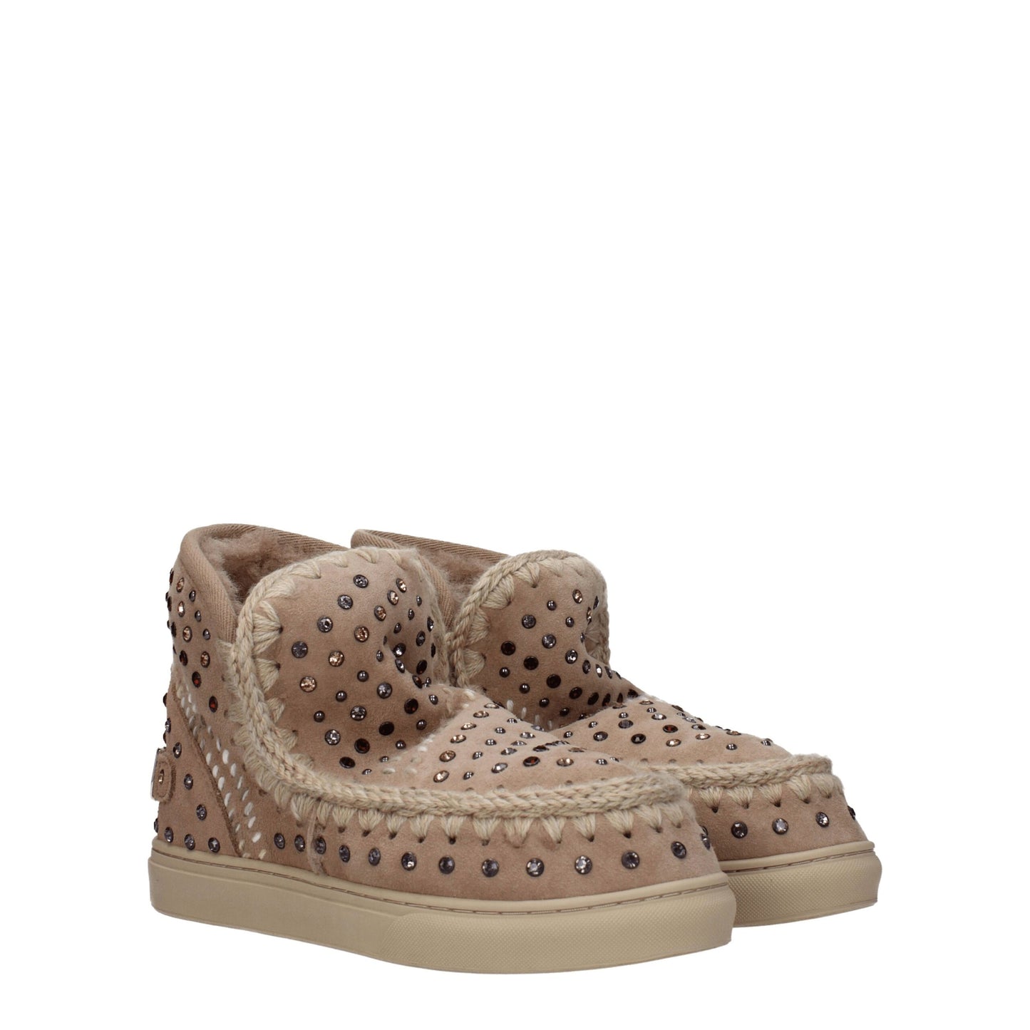 Beige Leather Ankle Boots