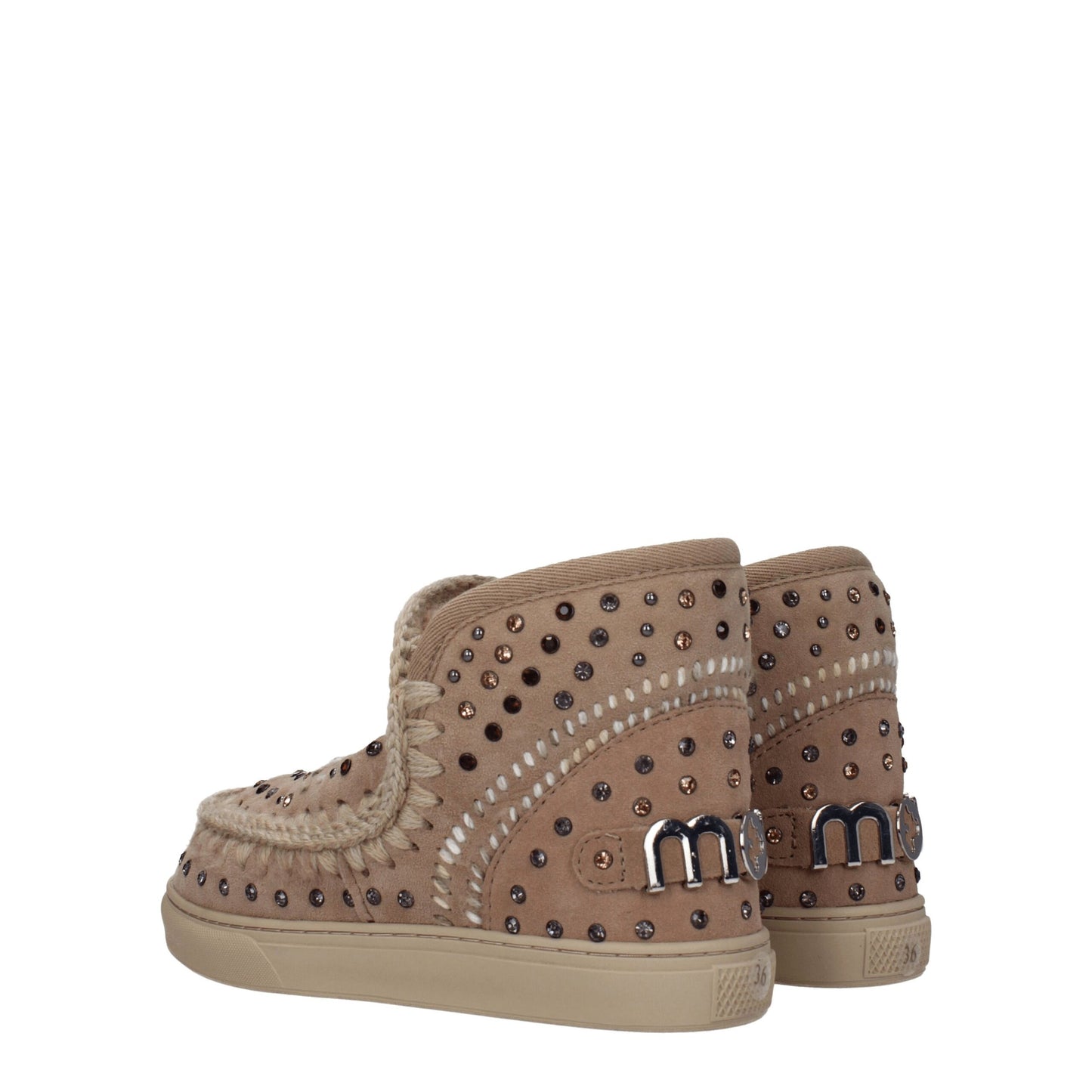 Beige Leather Ankle Boots