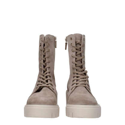 Beige Leather Ankle Boots