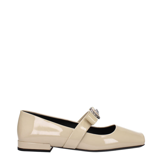 Beige Leather Ballet Flats
