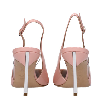 Pink Leather High Heel Pumps