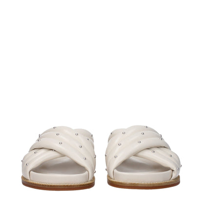Beige Leather Slippers