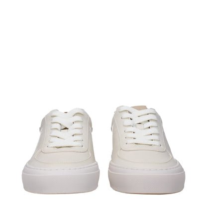 Beige Leather Low Tops