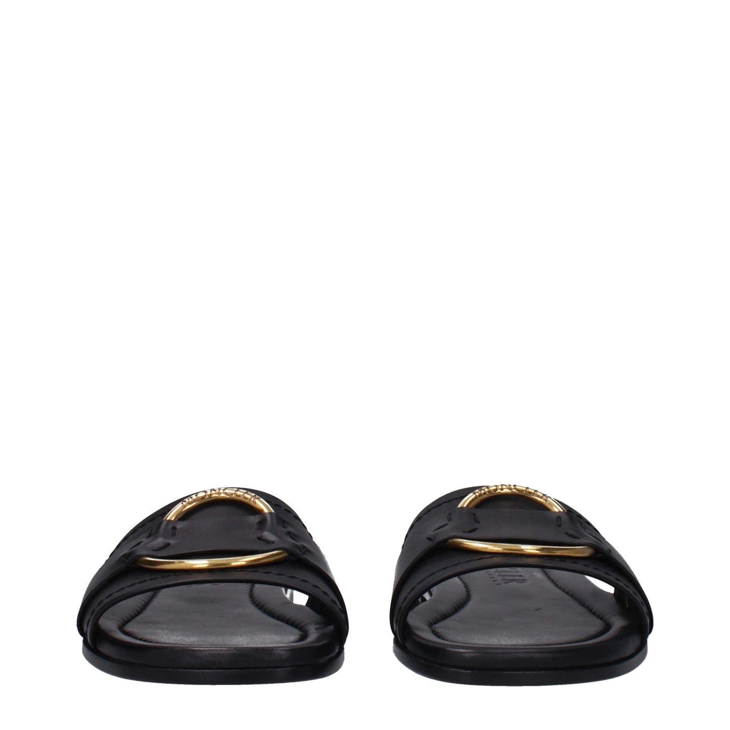 Black Leather Slippers Sandals