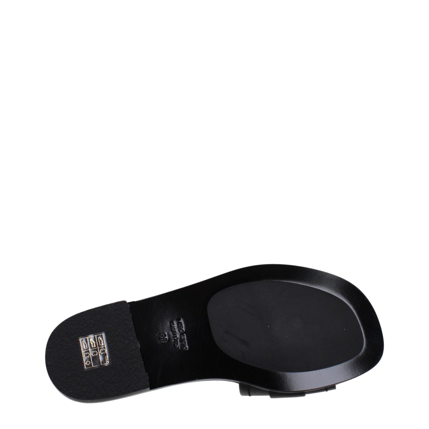 Black Leather Slippers Sandals