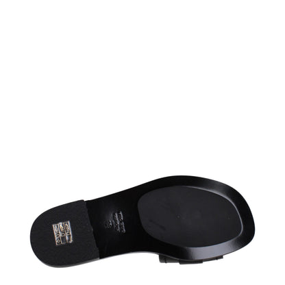 Black Leather Slippers Sandals