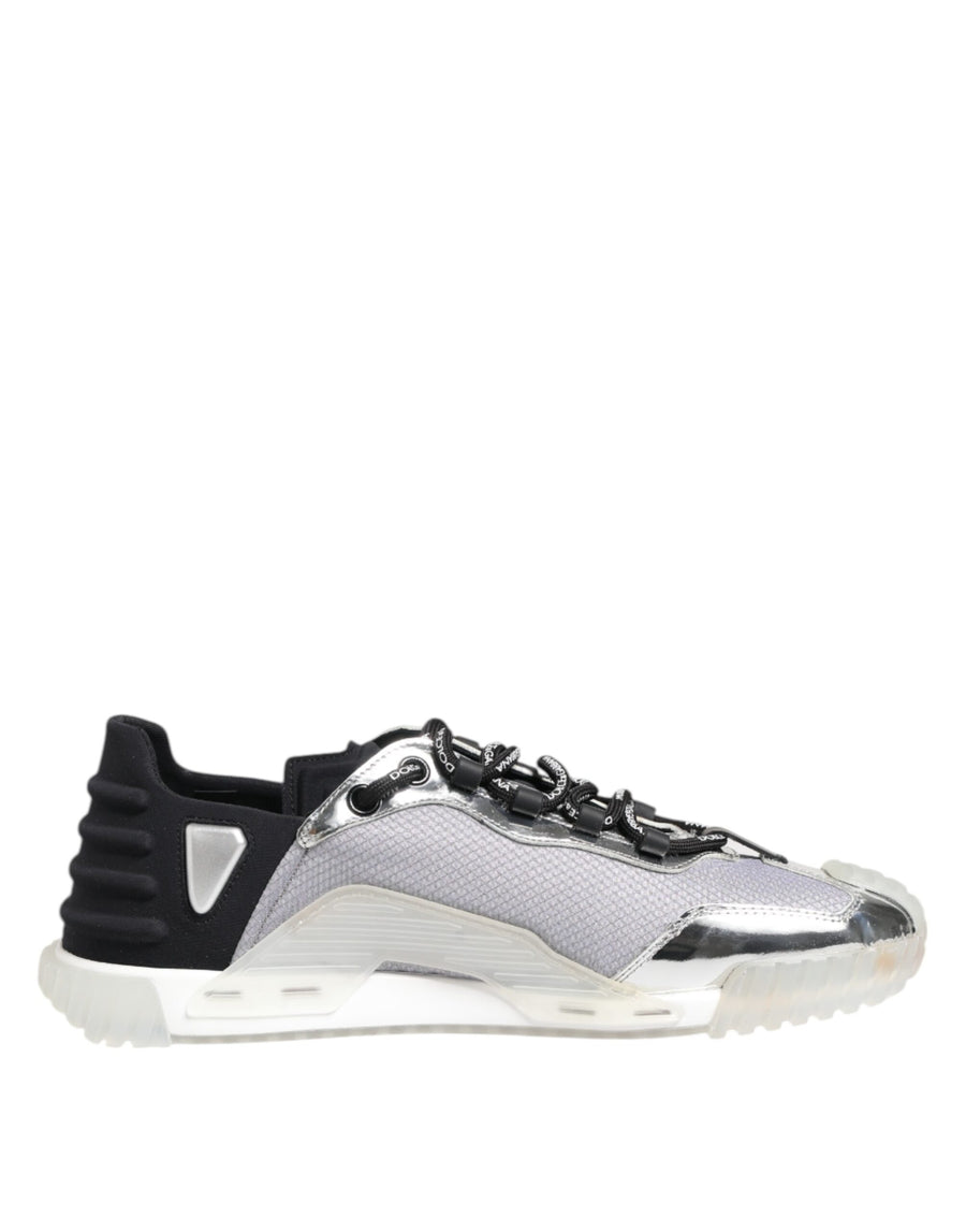 Silver Black Nylon NS1 Low Top Sneakers Shoes