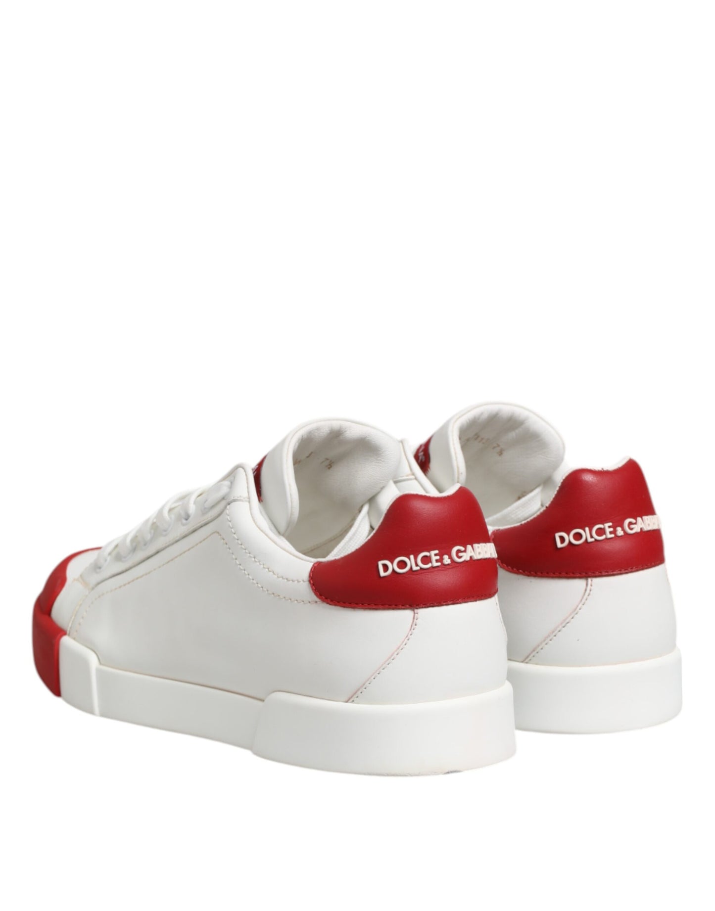 White Red Leather Lace Up Sneakers Shoes