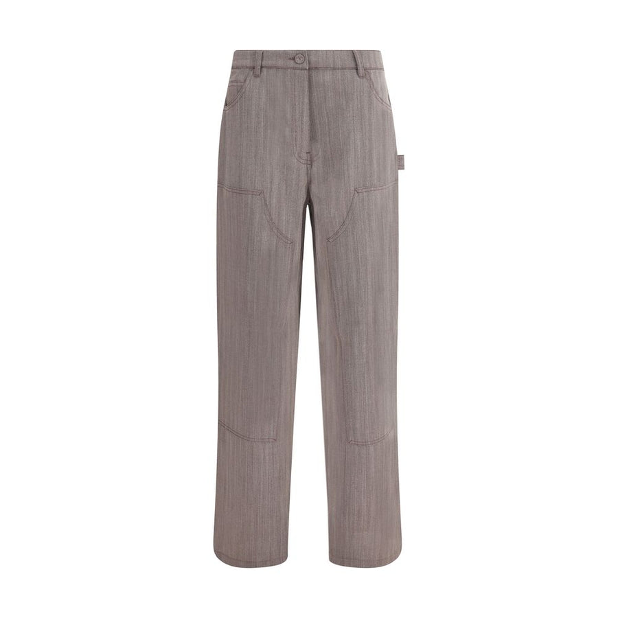 Brown Fleece Wool Casual Pants