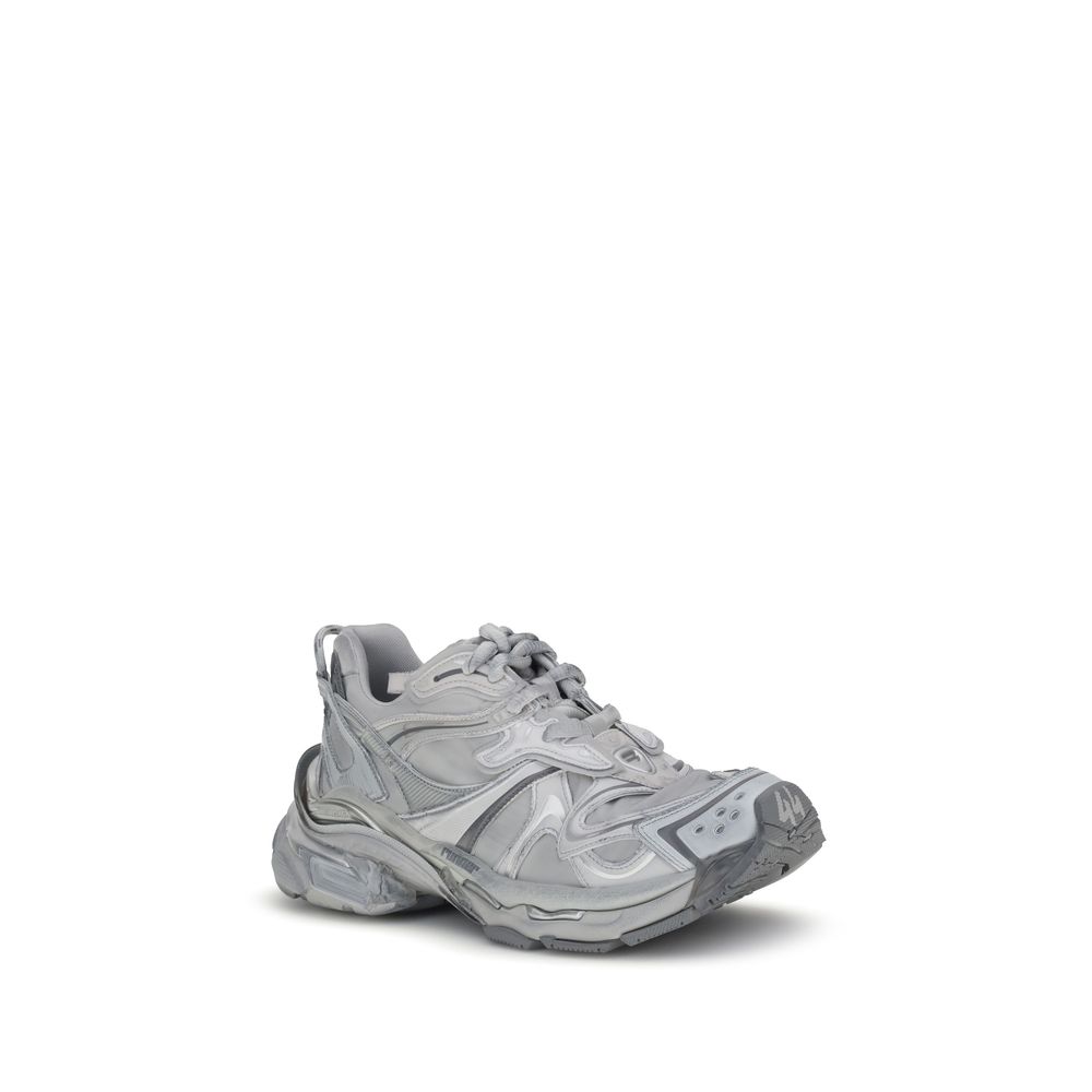 Gray Polyester Platform Sneakers
