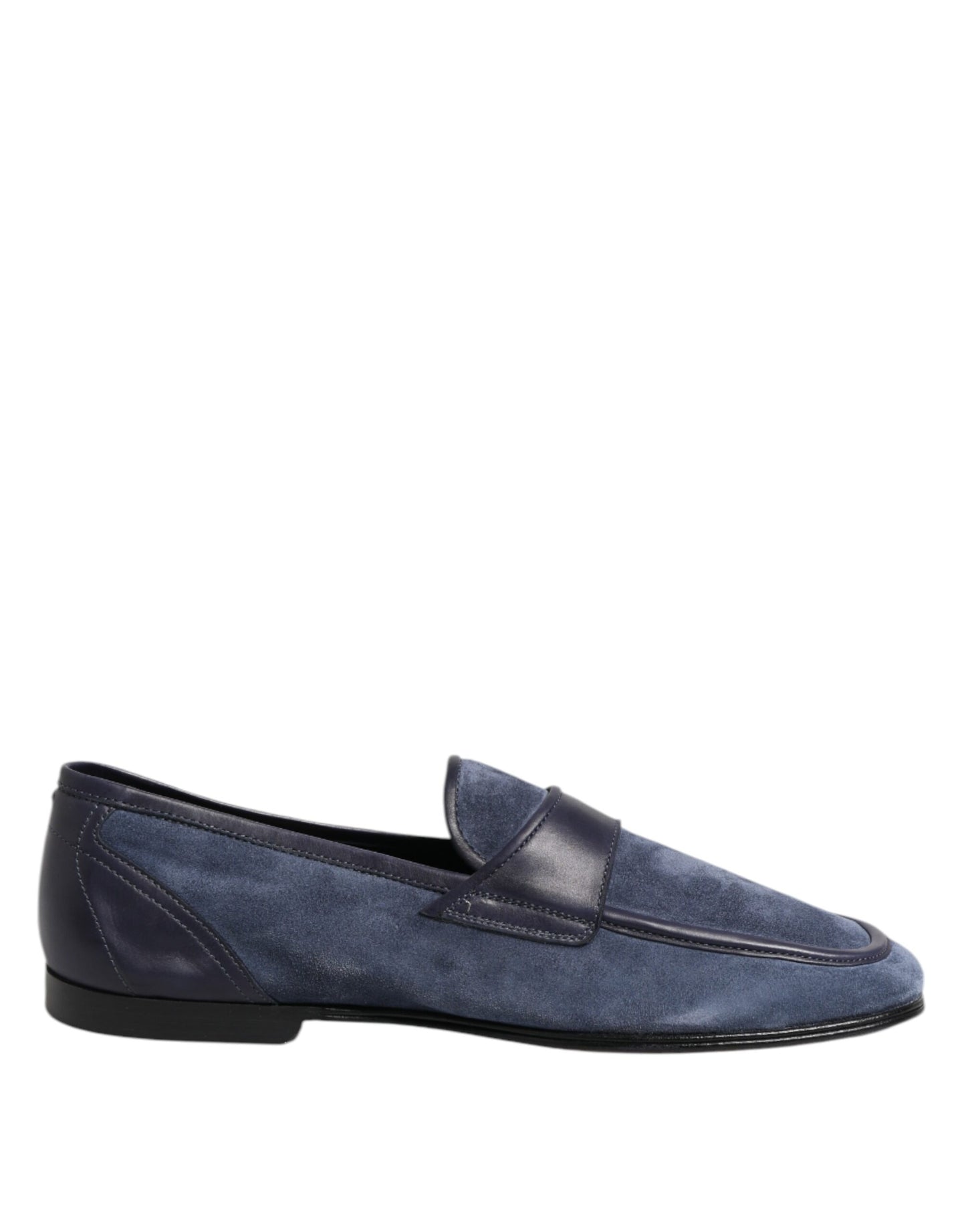 Blue Suede Leather Loafers Moccasin Shoes