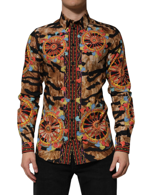 GOLD Cotton Tiger Carretto Long Sleeve Shirt