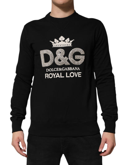 Black Cotton DG Crystal Embellished Sweater
