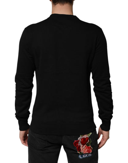 Black Cotton DG Crystal Embellished Sweater