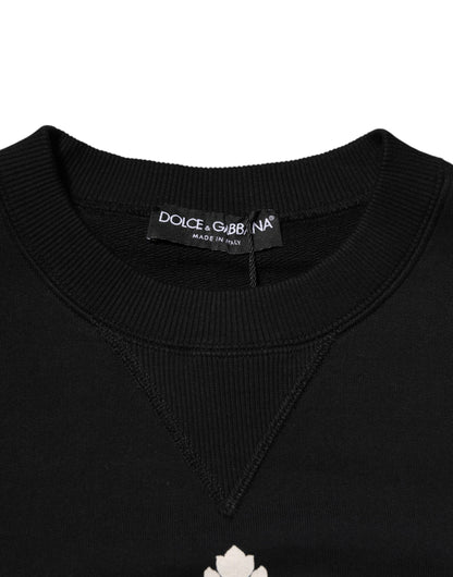 Black Cotton DG Crystal Embellished Sweater