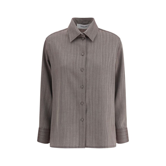 Brown Fleece Wool Dress Shirt